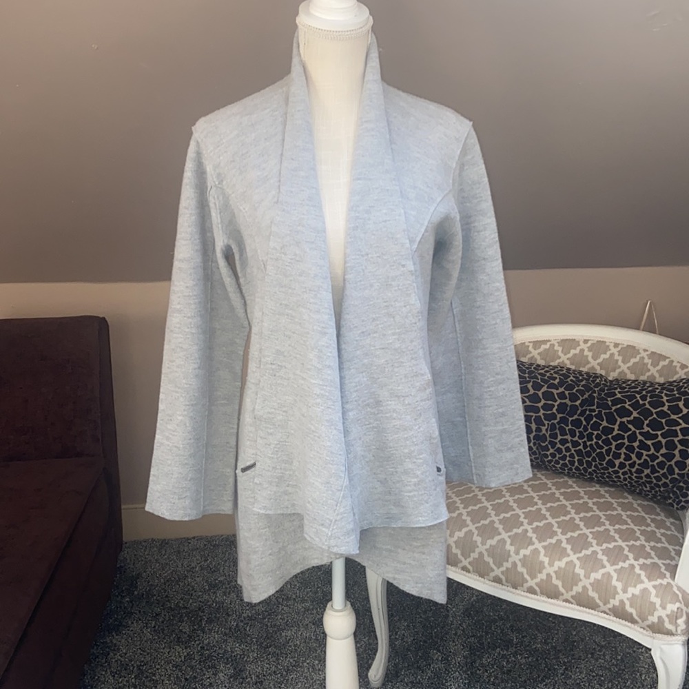 EILEEN FISHER 100% Merino Wool Cardigan Jacket with Zipper Pockets Size XS